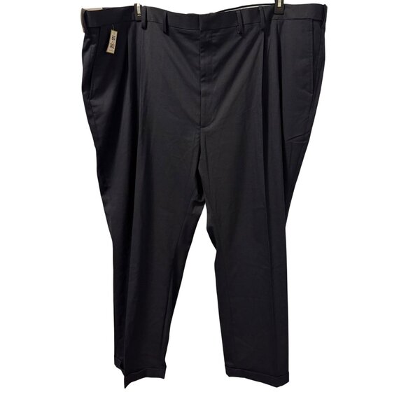 J.M. Haggar Big/Tall Pleated  Fit Dress Pants Dark Navy Hidden Expandable Waistb - Picture 1 of 11